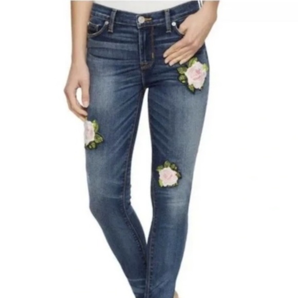 Hudson Women's Nico Super Skinny Jeans Frayed Hem Cropped Size 27 - Picture 1 of 16